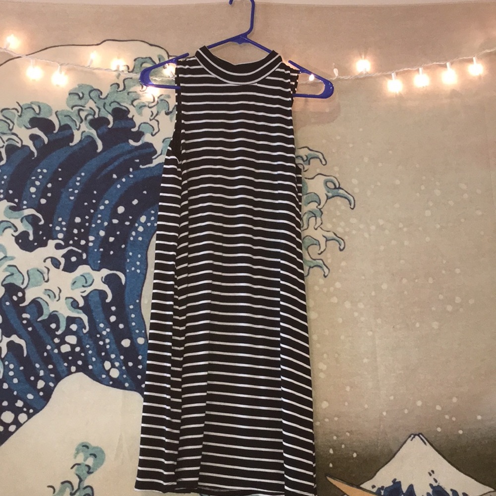 black and white striped sundress